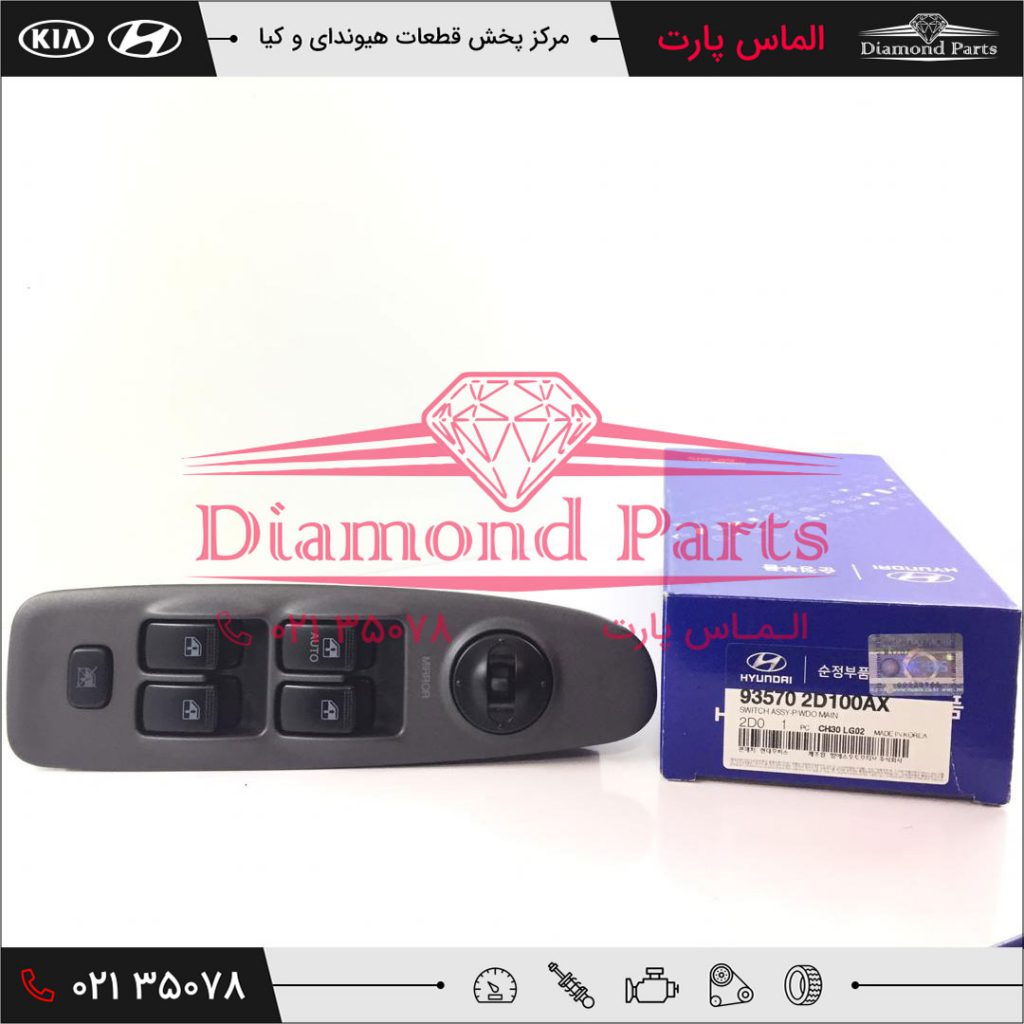 این قطعه بر روی دستگیره داخلی درب خودرو قرار دارد ، جهت بالا و پایین کردن شیشه ها و تنظیم آینه های بغل خودرو .